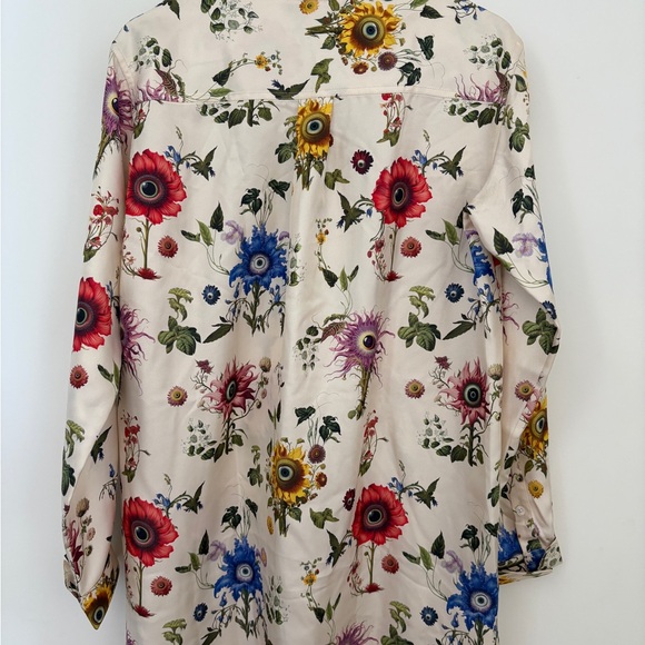 NWOT MONSE Floral Long Sleeve Dress - Cream, Red, Blue 100% silk - Picture 9 of 10